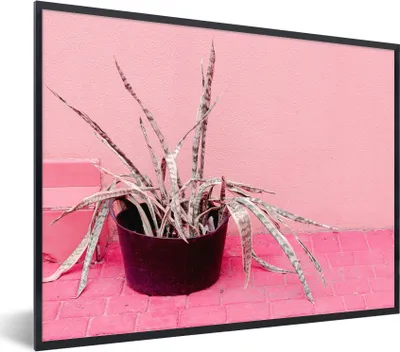 Produktbild von MuchoWow® Gerahmtes Poster Sommer - Rosa - Pflanzen 80x60 cm - Poster mit Schwarzem Bilderrahmen Wandposter Rahmen Foto Bilder - Schwarzem - Mit Gestell