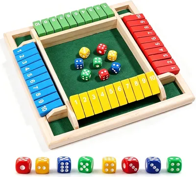 Produktbild von Holz-Würfelspiel für 4 Spieler, klappbares Brett, 8 Würfel, Lernspiel für Kinder