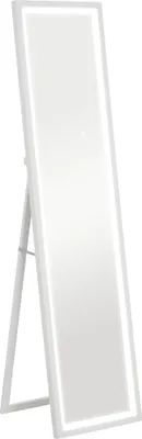 Image de Miroir pleine longueur Fortuna Lai 40 x 160 cm Miroir sur pied avec éclairage LED, miroir mural avectactile, miroir sur pied pour chambre à coucher, salon, blanc