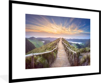 Produktbild von MuchoWow® Gerahmtes Poster Berge - Natur - Weg 90x60 cm - Poster mit Schwarzem Bilderrahmen Wandposter Rahmen Foto Bilder - Wanddekoration - Fotos