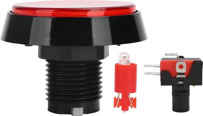 Obrázek produktu pro 60 mm velké kulaté ploché tlačítko s LED světlem, 3stopý spínač pro herní konzoli Crane MachineČervená barva