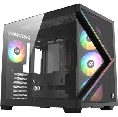 Produktbild von XYZ QUBEX, Cube, PC, Schwarz, ATX, micro ATX, Mini-DTX, Metall, Gehärtetes Glas, 16,5 cm