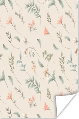 Produktbild von MuchoWow® Poster Blumen - Blätter - Muster 80x120 cm - Papierdruck
