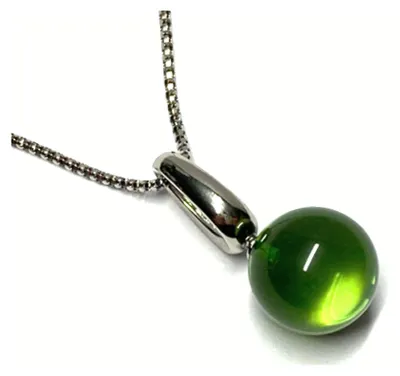 Produktbild von Silberanhänger 925/- rhodiniert karibischer Bernstein grün Kugel 14mm Kettenanhänger inklusive Kette 46cm