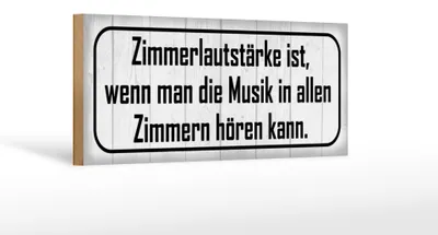 Produktbild von Holzschild Spruch 27x10cm Zimmerlautstärke ist Musik in