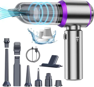 Produktbild von Handstaubsauger kabellos, 16000 PA Tragbarer Akku Staubsauger Nass/Trocken, 5-in-1 Mini-Autostaubsauger mit starker Saugkraft, geräuscharm, Lila