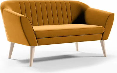 Produktbild von BETTSO Klassisch Sofa 2 Sitzer Scandinavisches Design Holzbeinen Elegantes Couch Polstersofa für Wohnzimmer PIRS 2 Gelb Honiggelb