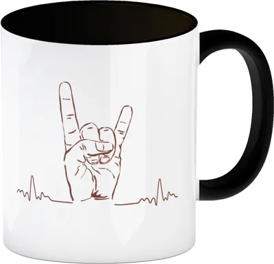 Produktbild von Rockzeichen Hand Kaffeebecher in schwarz