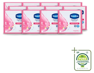Imagen del producto de 12 unidades de jabón Vaseline Healthy Bright - Limpiador y nutritivo - 75 g - Paquete grande - 12 unidades