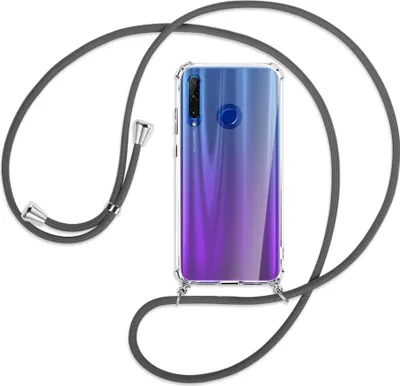 Produktbild von Handykette Backcover-Schutzhülle mit Band (Metall silberfarben) für Honor 20 Lite / 20e - dunkelgrau