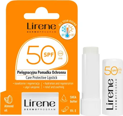 Obrázok produktu pre Lirene Pomadka do ust pielęgnacyjna ochronna SPF 50, 4.6 g