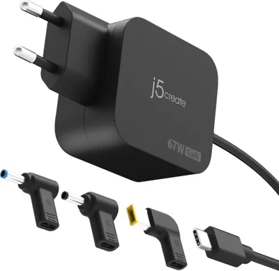 Image de J5Create 67W Gan Pd Usb-C Mini Charger With 3 Types Of Dc Connector