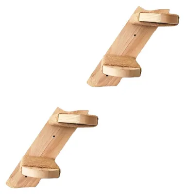 Produktbild von Katzentreppe 2er Set Wandmontage mit Juteseil 15kg Tragkraft Kautschukholz