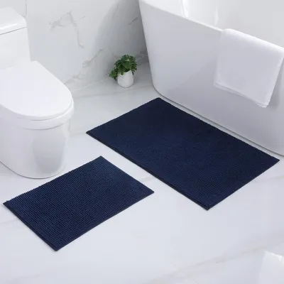 Productafbeelding van Badtapijt, rechthoekig, marineblauw, afmetingen: 40 x 60 cm en 60 x 90 cm