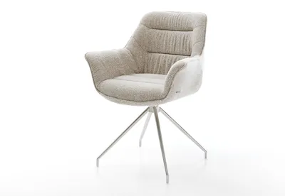 Produktbild von DELIFE Esszimmerstuhl Kaira-Flex Webstoff Soft Beige Kreuzgestell konisch Edelstahl