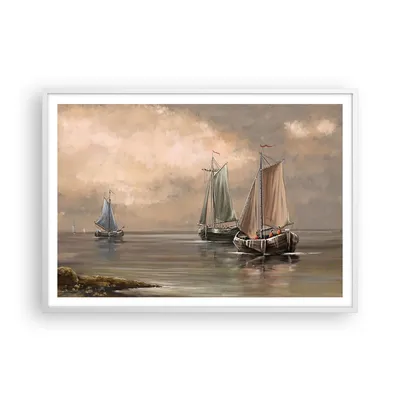 Produktbild von Gerahmtes Poster - Weißer Rahmen - Meer Boot Fischer - 100x70 cm - Wand Bild - Wanddeko - Wandbilder - Kunstposter - Wandposter - Bilderrahmen - Bilder - Kunstdruck - Wandbild - P2WAA100x70-3514