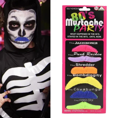Zdjęcie produktu dla Kolorowe, samoprzylepne wąsy do przyklejenia na imprezy bożonarodzeniowe i halloweenowe
