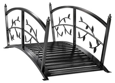 Produktbild von Gartenbrücke - Metallbrücke 1,2 m - Mit Sicherheitsgeländer - Dekorative Fußgängerbrücke für Garten und Teich - Schwarz