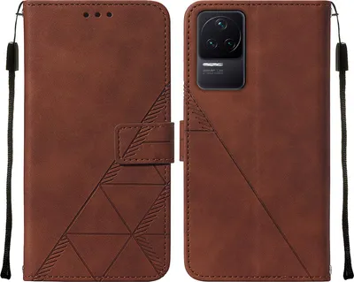 Produktbild von Redmi K50 Hülle, Schlank Prägung Flip Leder Kartenfächer Schutzhülle mit Ständer für Xiaomi Redmi K50 / K50 Pro Braun
