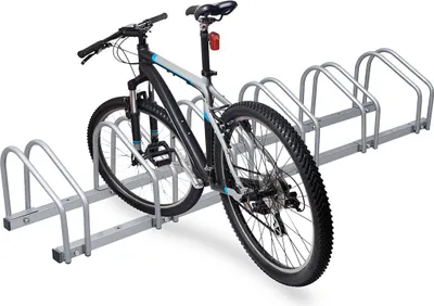 Produktbild von Fahrradständer für 6 Fahrräder Reifenbreite rostfreier Stahl Boden oder Wandmontage Mehrfachständer Fahrradhalter Aufstellständer, Silber