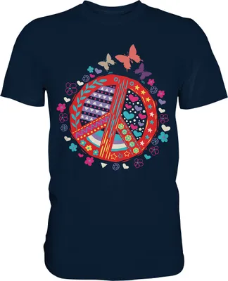 Produktbild von Peace Frauen Schmetterling T-Shirt – Navy / 4XL