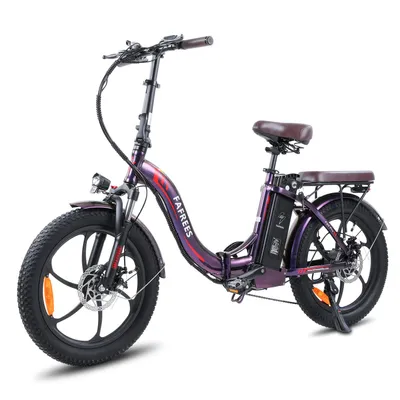 Produktbild von Elektrofahrrad 20 zoll Rostfreie Aluminiumlegierung 36 V 18 Ah 648 Wh bis zu 120 - 150 km Wasserdicht IPX5 Pedelec klapprad 7 Gang, Lila
