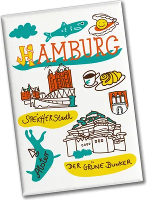 Produktbild von Hamburg Wimmelbild Souvenir Magnet - Speicherstadt