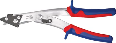 Produktbild von Knipex Blechknabber vernickelt, Griffe mit zweifarbigen Mehrkomponenten-Griffhüll - 90 55 280