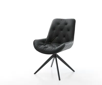 Produktbild von DELIFE Esszimmerstuhl Taimi-Flex Echt-Leder Schwarz Kreuzgestell breit Schwarz