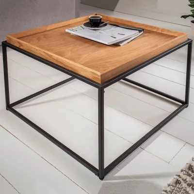Immagine prodotto di Tavolino industriale ELEMENTS di riess-ambiente, 60 cm, rovere naturale, vassoio rimovibile, tavolino da salotto