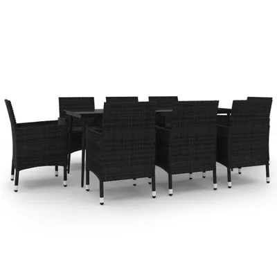 Zdjęcie produktu dla 9-cz. zestaw mebli ogrodowych z poduszkami, rattan PE i szkło