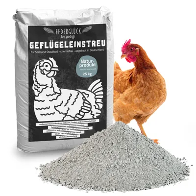Produktbild von Petigi Milbenschutz Badesand Pulver für Hühner, Tauben, Geflügel, 100% natürlich, aus basisch-silikatischem Verwitterungsgestein, 25 kg, 1 Stück