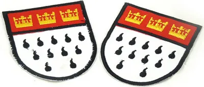 Produktbild von 2er Set Bügelbild Wappen Applikation Karneval Köln, klein 4,5x4,5 cm
