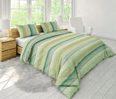 Produktbild von P.K. Collection Bettwäsche Satin - Streifen 135 x 200 cm grün Streifen, grün