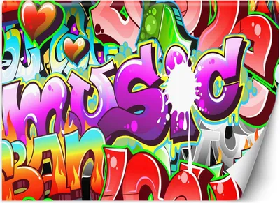 Produktbild von Vlies fototapete Farbige Graffiti-Schriftzüge 300x210 cm Feeby Bunt inkl. Kleber einfache Montage