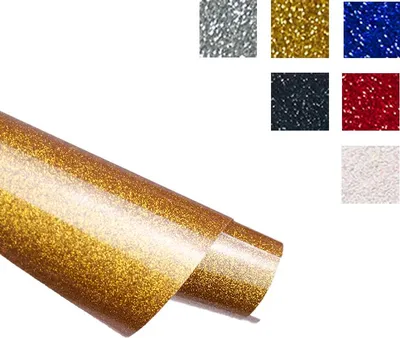 Produktbild von Glitter Heat Transfer Vinyl 12"x5ft, Gold Glitter HTV fš¹r DIY T-Shirts, Kleidung und Stoffe, einfaches Design und š¹bertragung