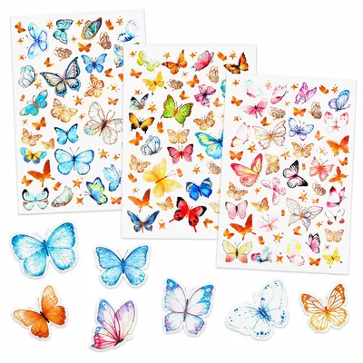 Produktbild von Nachtleuchtende Schmetterling Wandsticker, 3er Set selbstklebende PVC Wandtattoos, Kinderzimmer Deko, blaue Leuchteffekt Aufkleber