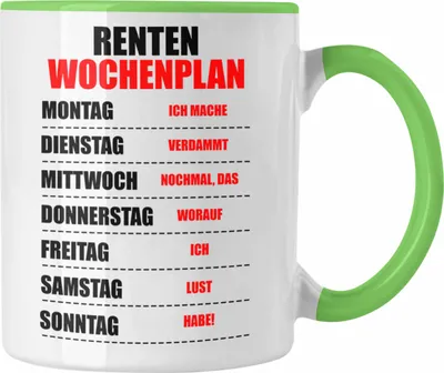 Produktbild von Trendation - Renter Tasse Ruhestand Geschenk Rente für Mann Frau Lustig Renteneintritt Abschied Rentnerin Spruch (Grün)
