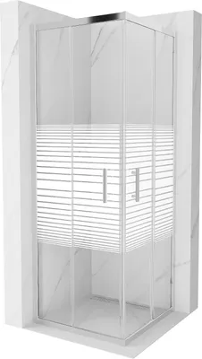 Immagine prodotto di Mexen Rio cabina doccia quadrata 70 x 70 cm, strisce bianche, cromo - 860-070-070-01-20