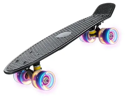 Obrázok produktu pre Mini skateboard s LED kolieskami, 22 palcov, vhodný pre deti aj dospelých, čierna farba