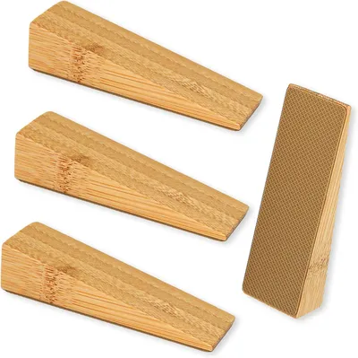 Productafbeelding van Deurstopper van bamboe, antislip, 2,2 cm hoog, geschikt voor alle deuren