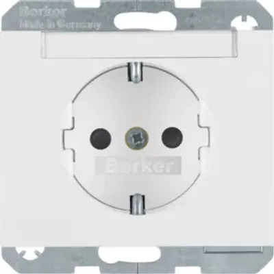 Produktbild von Berker 47387009 Steckdose SCHUKO mit Beschriftungsfeld polarweiß, glänzend Berker K.1