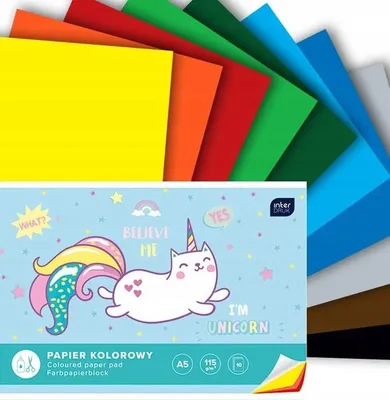 Immagine prodotto di Blocco di carta colorata Interdruk A5 10 fogli 115g/m²
