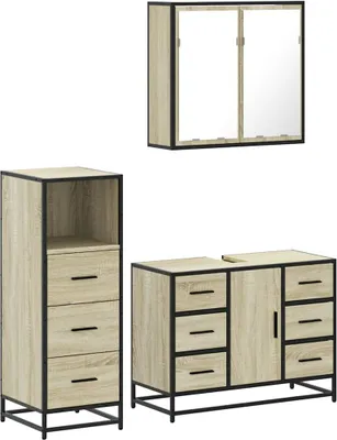 Immagine prodotto di vidaXL Set di mobili da bagno 3 pezzi in legno di quercia Sonoma
