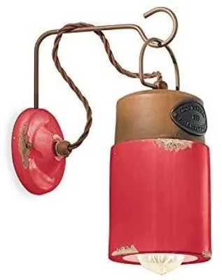 Produktbild von Vintage Industrial Eisen und rote Keramik Wandleuchte 1 Licht E27