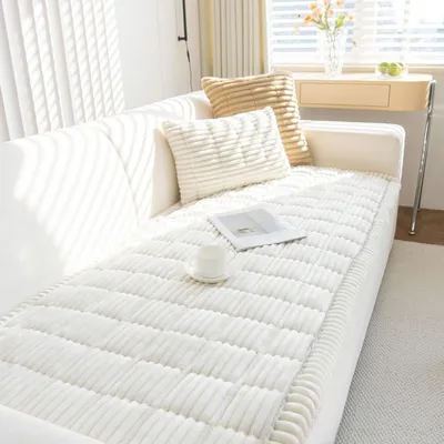 Obrázok produktu pre Poťah na pohovku, materiál: cord, farba: krémová, rozmery: 90 x 160 cm, protišmykový