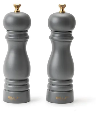 Zdjęcie produktu dla Zestaw drewnianych młyńków do soli i pieprzu - zestaw 2 sztuk - ręczne młynki - regulowany ceramiczny mechanizm mielący - 17,5 cm - możliwość napełniania - młynek do pieprzu