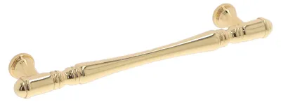 Imagen del producto de Manija para muebles de zamak, con un entretuerto de 128 mm y acabado en dorado