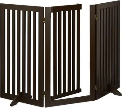 Image de Barrière de sécurité marron avec porte 92 cm