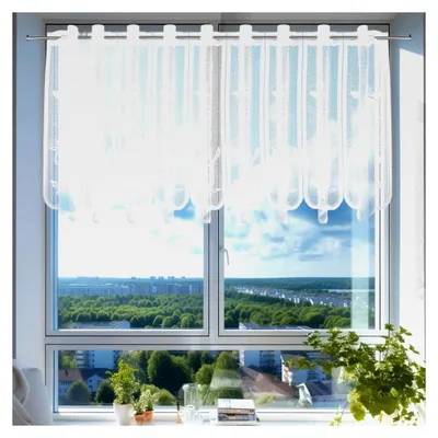 Produktbild von Scheibengardine Halbtransparent 130x45cm, Bistrogardine für Küche und Wohnzimmer